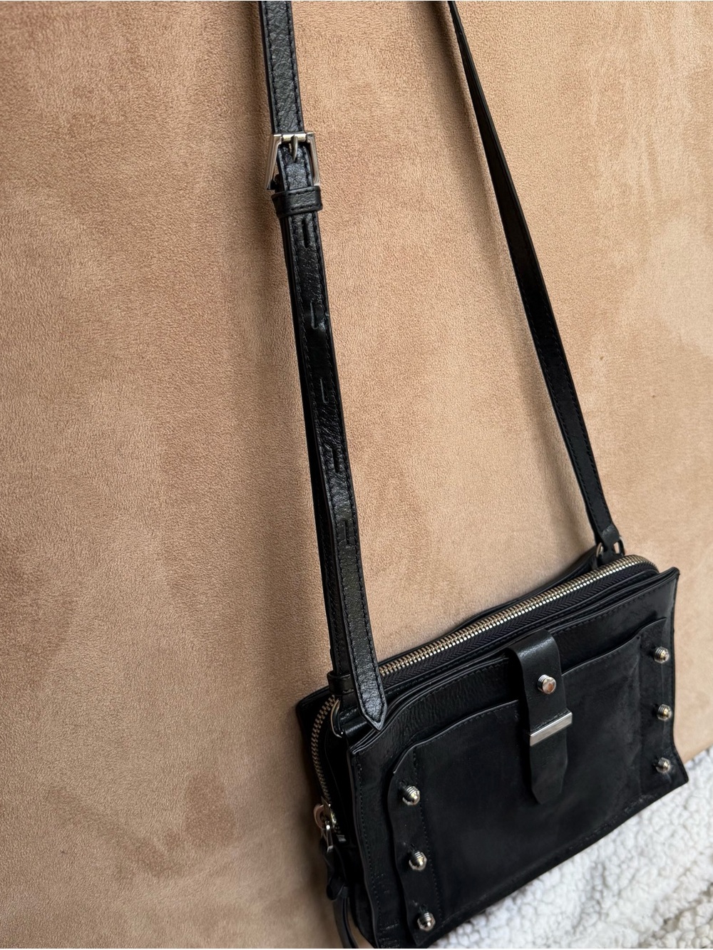 Botkier Warren Studded Black Leather Crossbody Bag - Picture 5 of 9